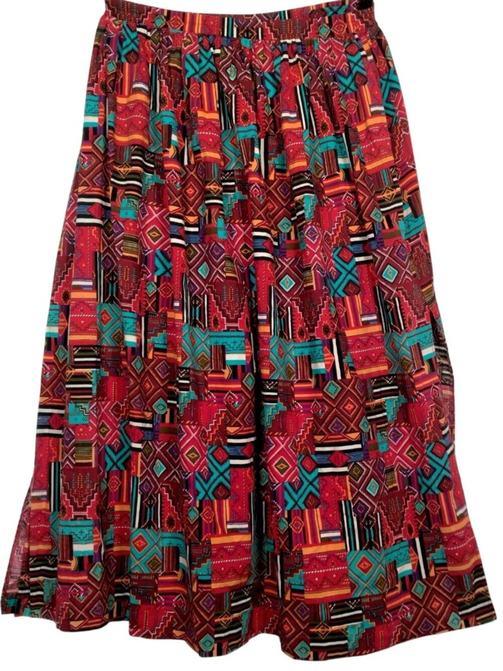 McCalls Skirt Small Long Maxi Southwestern Native Patchwork Tribal Print Natural - Picture 4 of 11